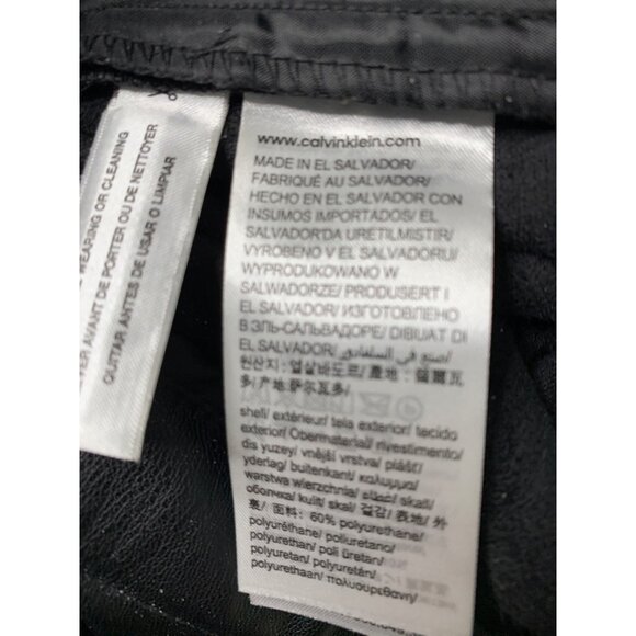 Calvin Klein Faux Leather Jogger Pants Black Size M Elastic Waist Relax Fit 8019 - Picture 8 of 9